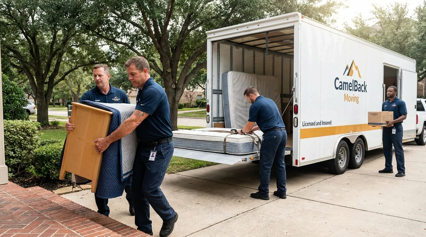 Crew loading residential truck for cross-state move from West Boylston, MA